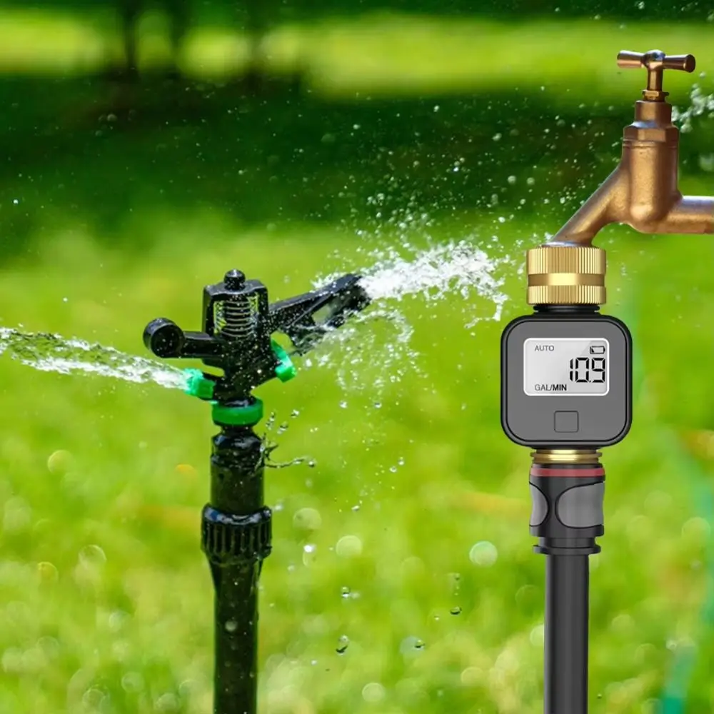 

IPX5 Waterproof Digital Water Flow Meter LCD Display Brass Inlet Water Consumption Test Meter Movable Joint Accurate