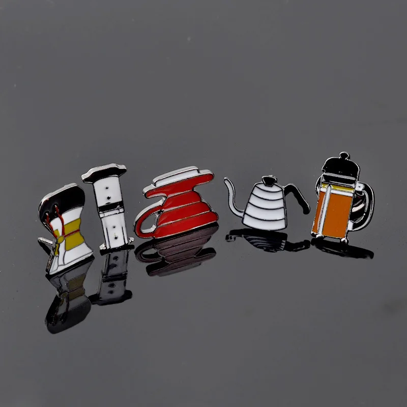 Cartoon Coffee Cup Teapot Kettle Metal Badge Brooch Enamel Pin for Women Men Jackets Hat Lapel Pin Fashion Jewelry