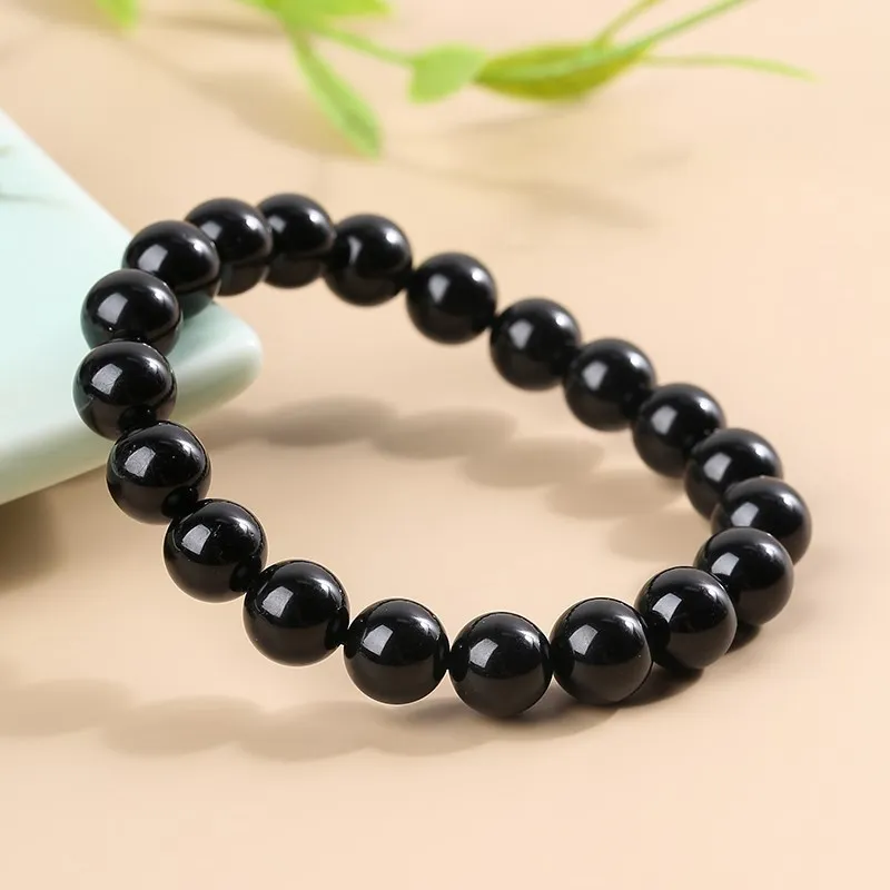 JD Natural Stone 7A Black Tourmaline Bead Bracelets Women Healing Crystals Chakra Yoga Meditation Jewelry Schorl Strand Bangles view 5