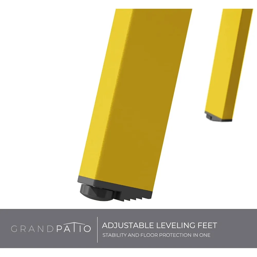 Grand Patio Round Steel Patio Coffee Table, Weather Resistant Outdoor Large Side Table, Yellow