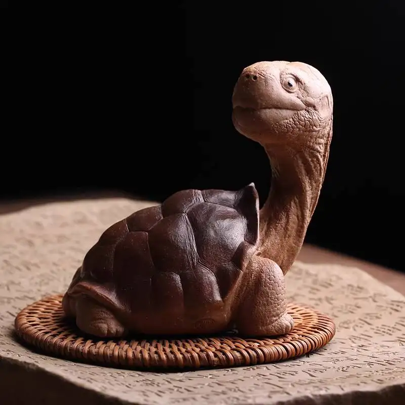 Yixing Purple Clay Pet Ornament, Big-Headed A Symbol Of Wealth, Dragon Turtle, Masterfully Crafted, Fully Handmade, Premium