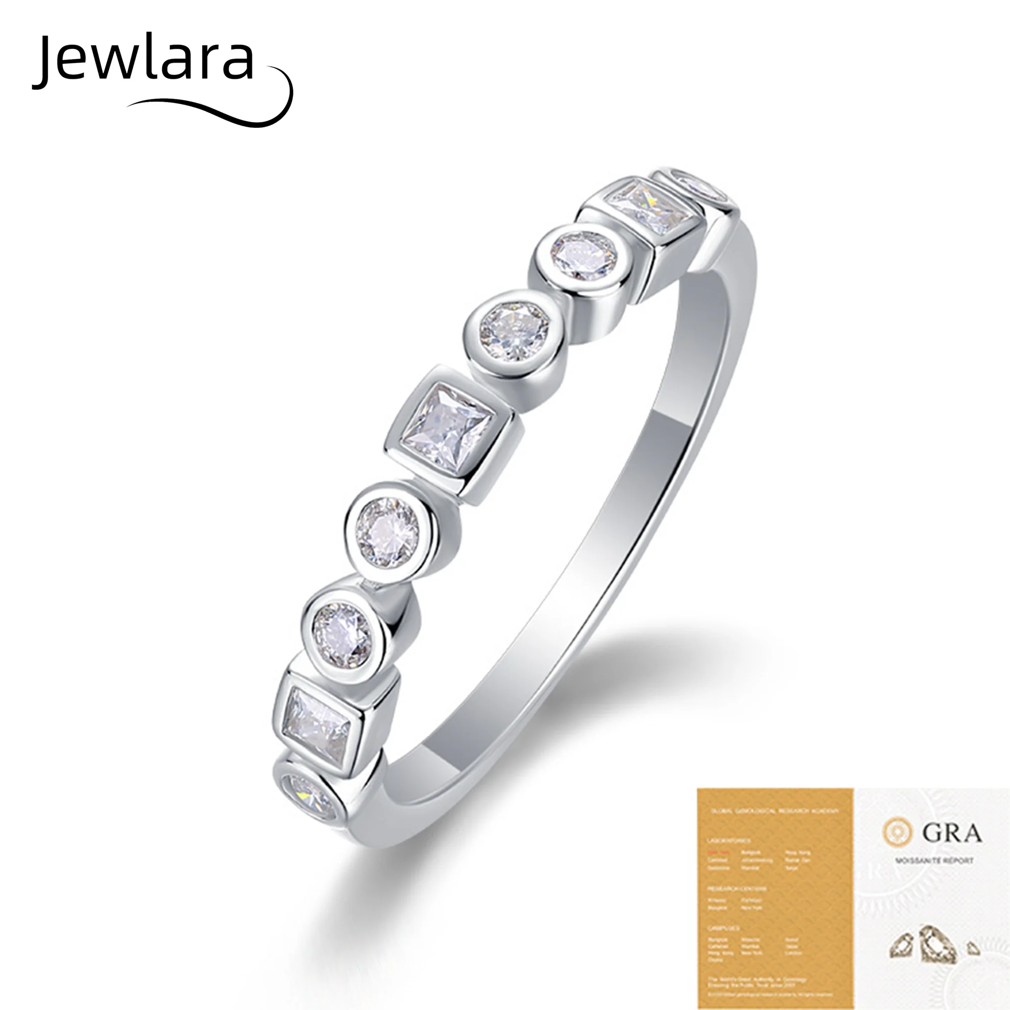 Jewlara Stylish and Simple S925 Silver Moissanite Luxury Inlaid Closed Ring New Rings