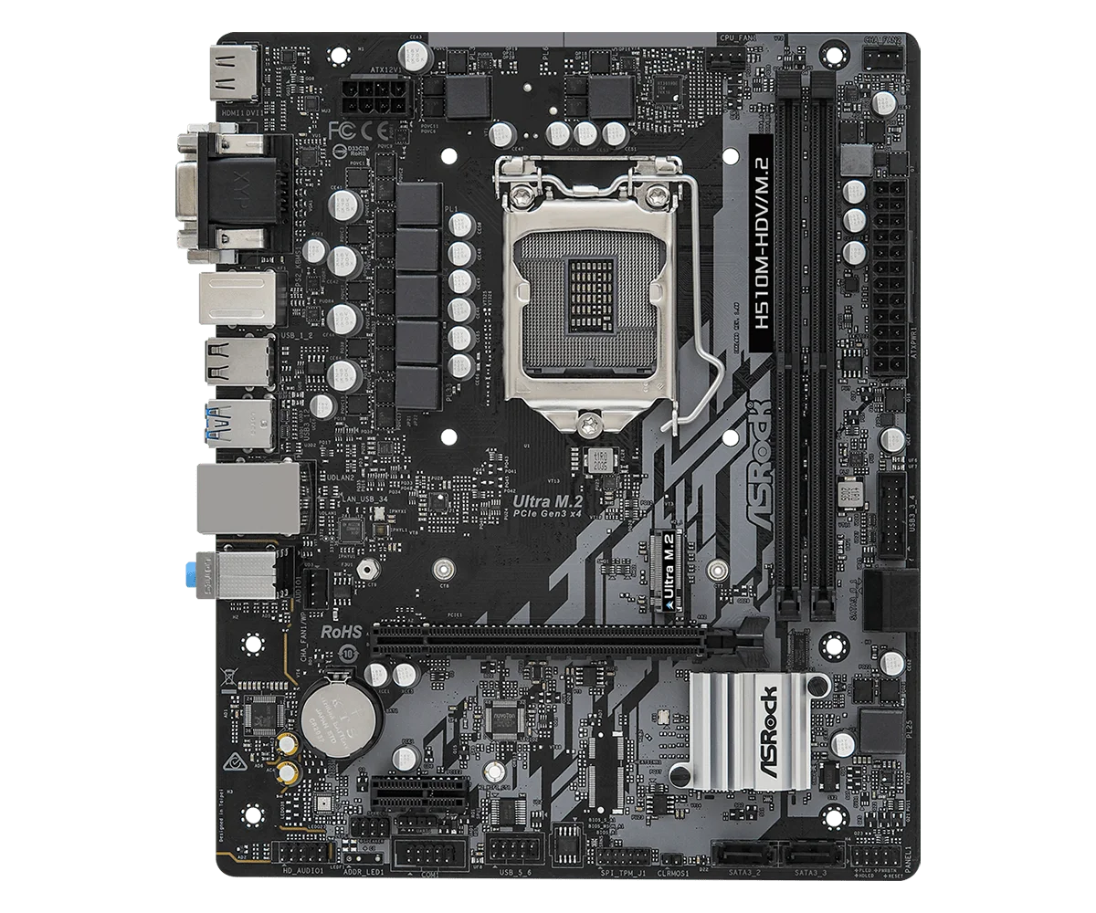 

ASROCK H510M-HDV/M.2 Motherboard LGA1200 Intel H470 64GB M.2 Micro ATX support i7-11700 i5-11500 i3-10105 i5-10600 cpu used