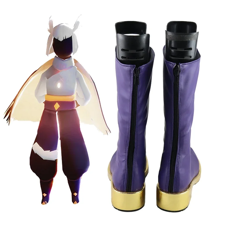 Céu crianças de luz roxo cosplay sapatos botas halloween carnaval cosplay acessórios de fantasia