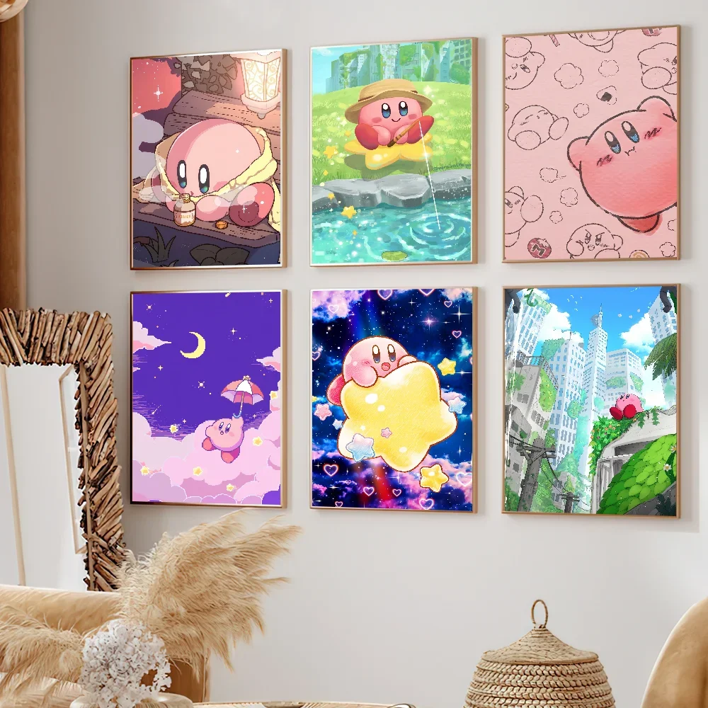 

Cartoon K-Kirbys Poster Self Adhesive Painting Living Room Office Decoration Bedroom Home Wall Sticker Prints