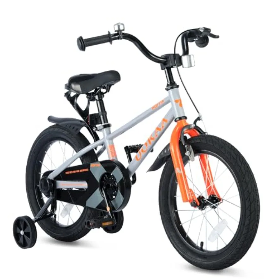 

14 16 Inch Bike for Boys Girls Ages 3-7 with Training Wheels Hand Foot Brake Adjustable Seat High-Carbon Steel Frame Easy to Ri