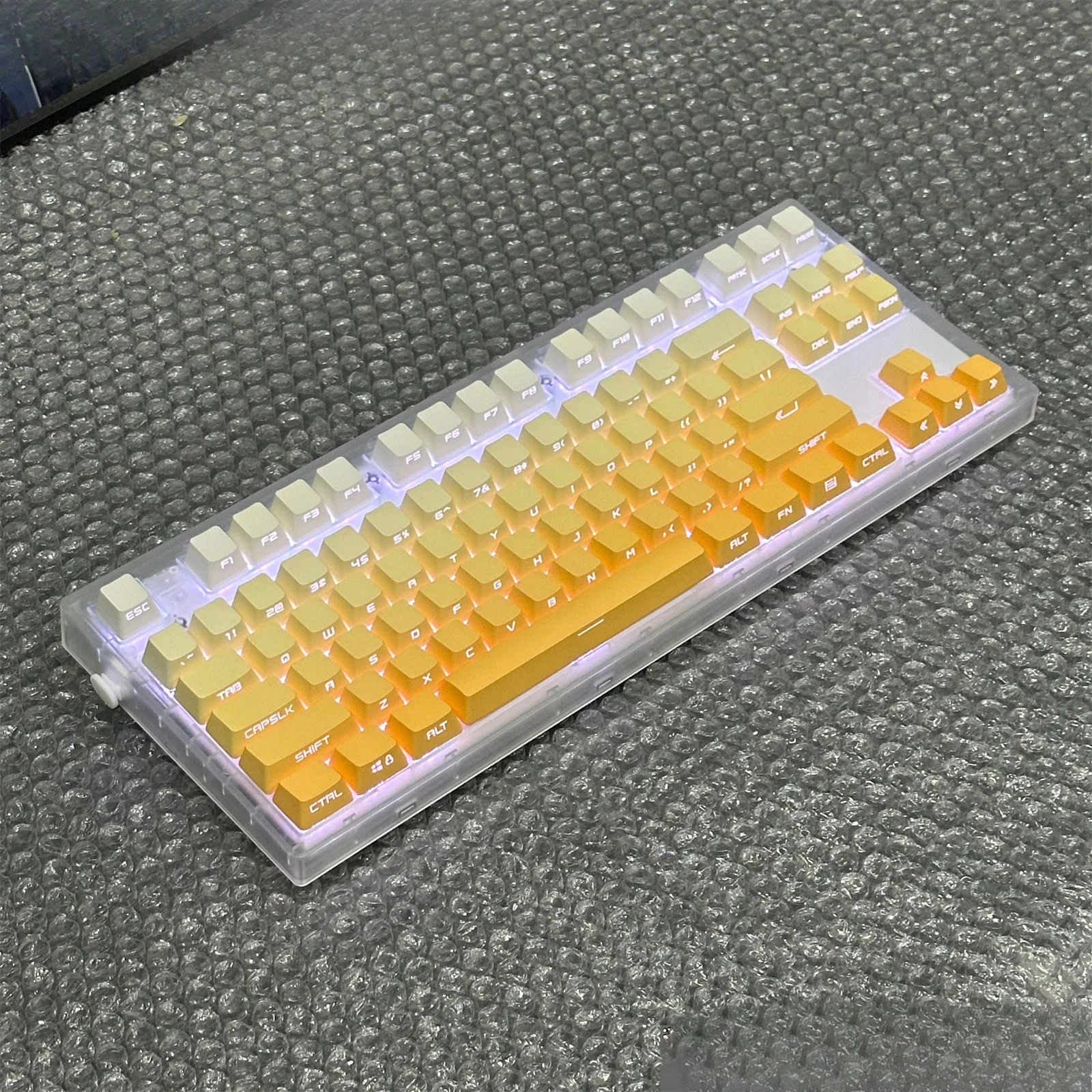 Grüne und orangefarbene Tastenkappe, transparente PBT-Seitengravur, OEM, einfacher allmählicher Wechsel, 75/98/99/104 mechanische Tastatur