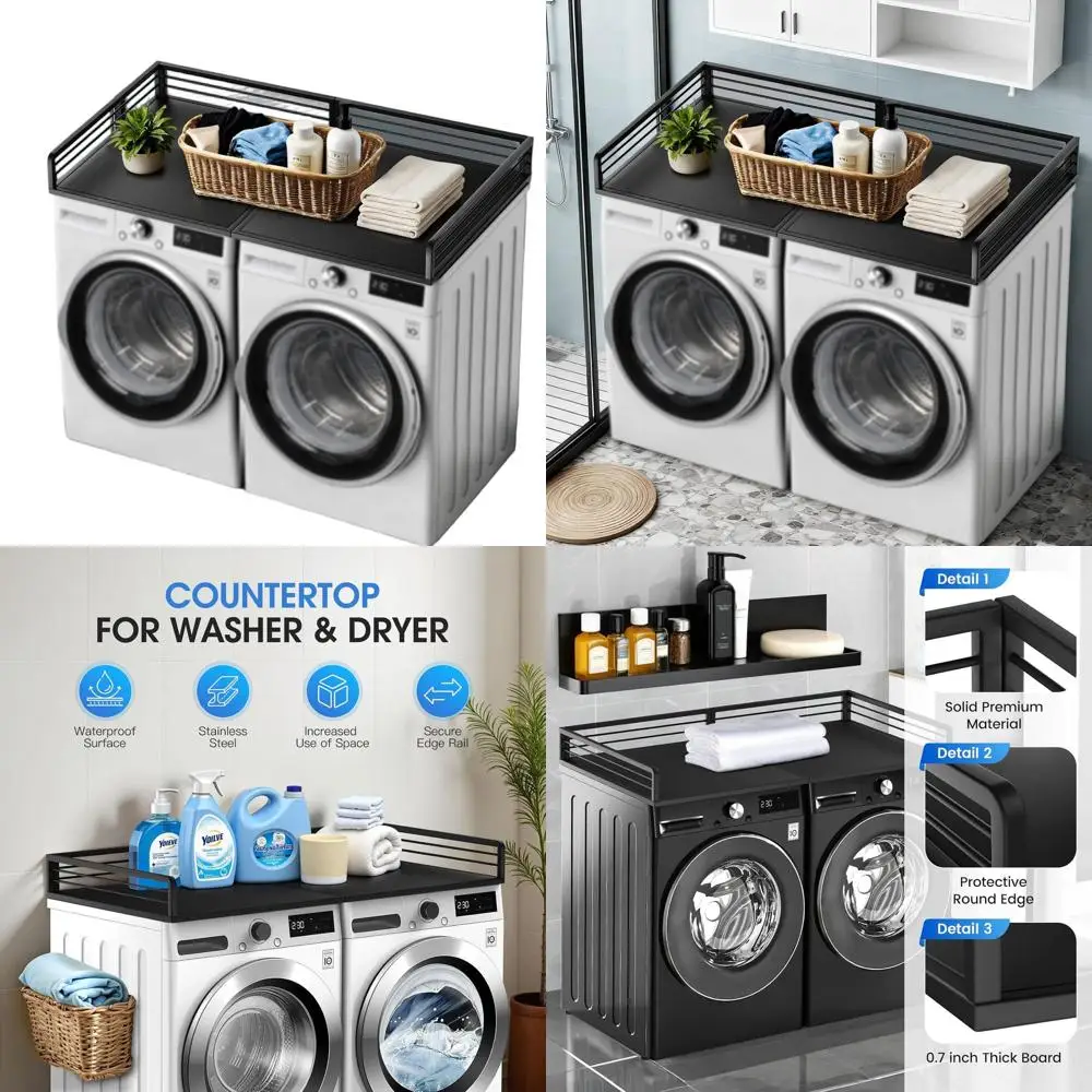 

Столешница для стирки из углеродистой стали с глубиной 27,5 и шириной 54 года, прочные крышки для стиральной и сушильной машины, кромковые направляющие для организации