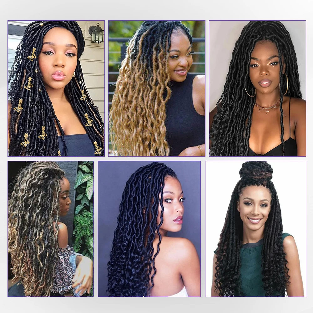 Goddess Locs Crochet Hair 18&24 Inches Soft Faux Locs Pre-Looped Hair wIth Curly End Premium Synthetic Braiding Hair Extensions