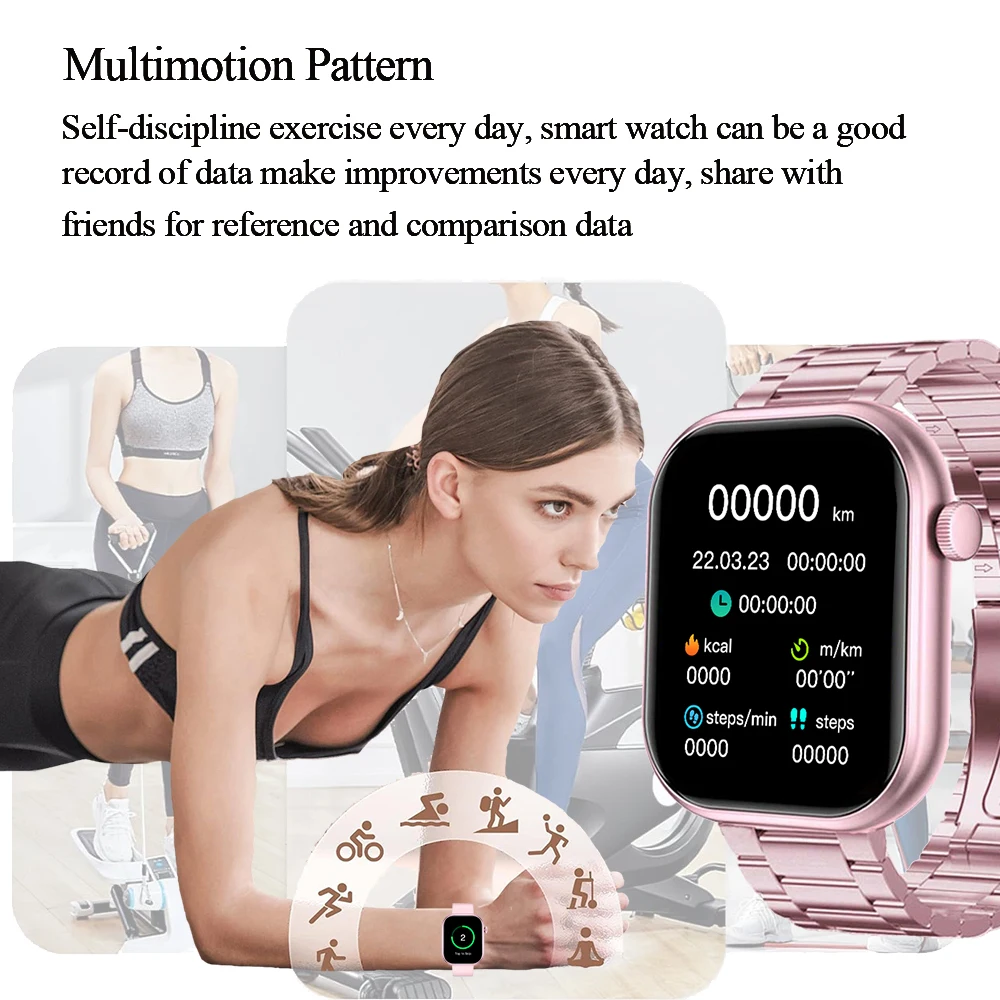 Ladies Smartwatch Women 2.01” HD Fitness Tracker Bluetooth Call Fashion Watch Diy Faces Multifunction Smart Watch Women New 2025