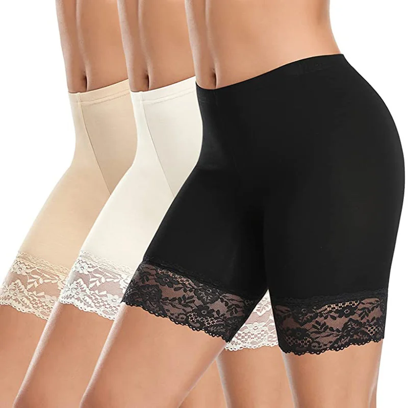 

Women's high waisted seamless leggings solid color anti glare lace edge compression pants women's safety pants