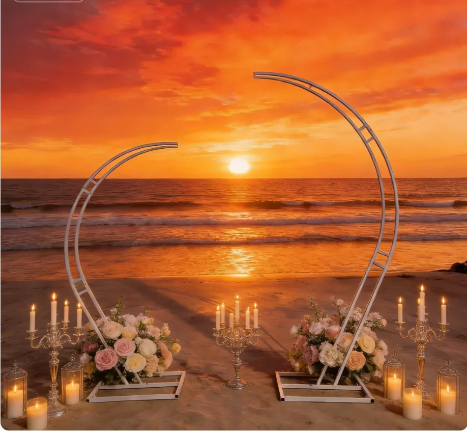 2 Stück weiße Ramhorn-Hochzeitsbögen, maßgefertigter Bühnendekorations-Hintergrundrahmen, Hochzeits- und Eventdekoration Zubehör – Detail 3