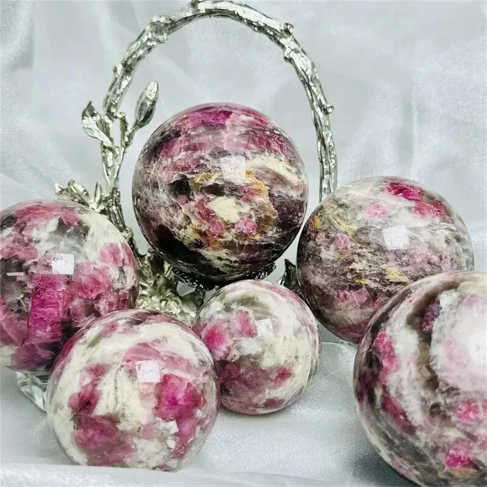 Natural Plum Agate Crystal Quartz Energy Ball, Hand-Polished And Polished, Suitable For Home And Office Decoration, Gift, Demagn