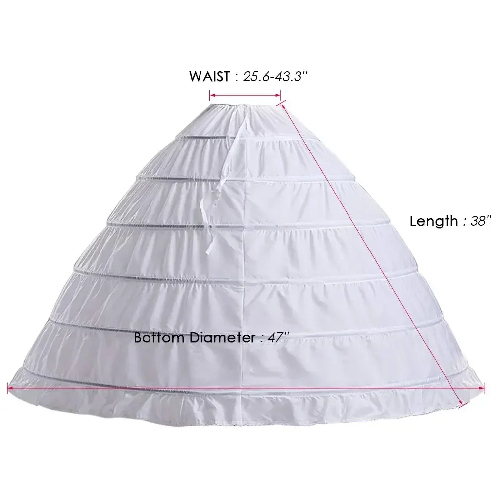 Women's 6 Hoops Petticoat Skirt for Party Wedding Crinoline Slip Underskirt White