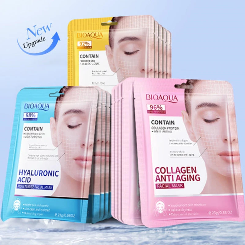 10pcs BIOAQUA Retinol Collagen Anti Wrinkle Facial Masks Moisturizing Anti-aging Whitening Face Mask Facial Skin Care Products