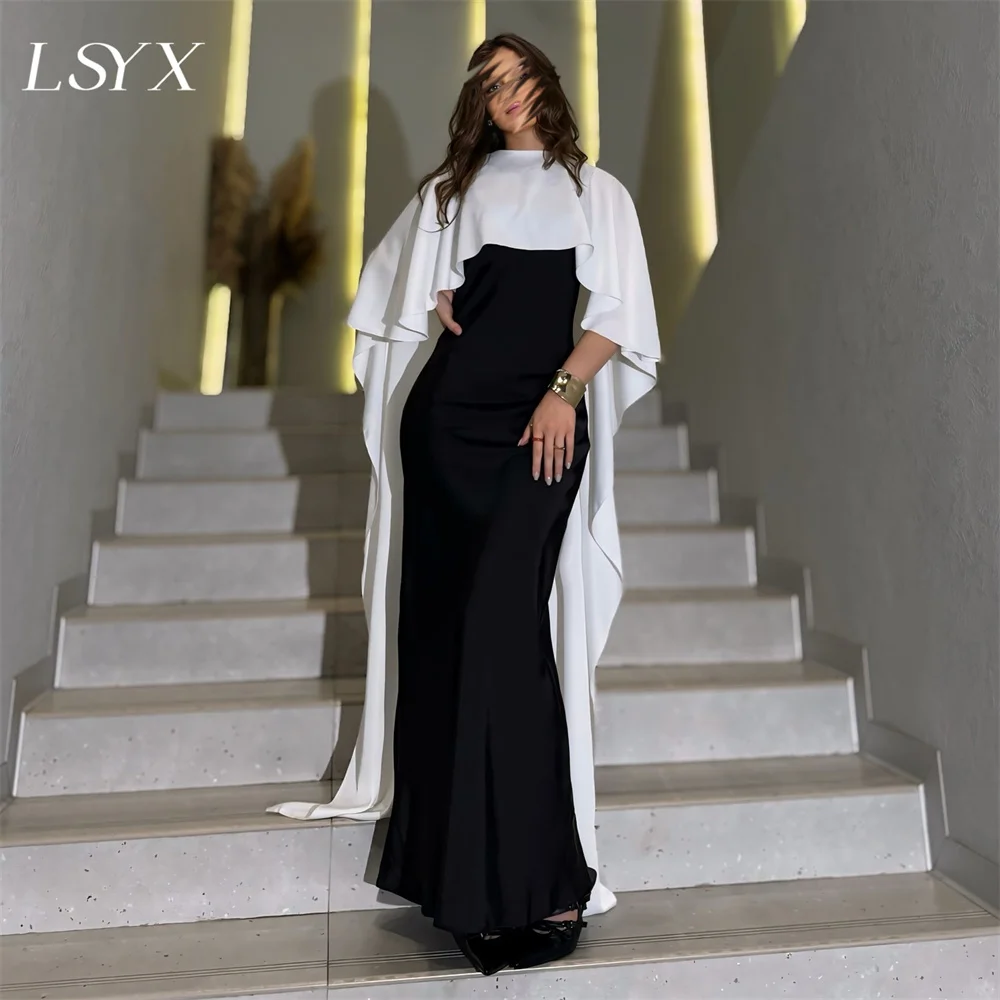 LSYX ที่ถอดออกได้เสื้อ Crepe ชุดราตรี Sheath ความยาว Elegant Prom Dresses vestidos de gala mujer Custom Made