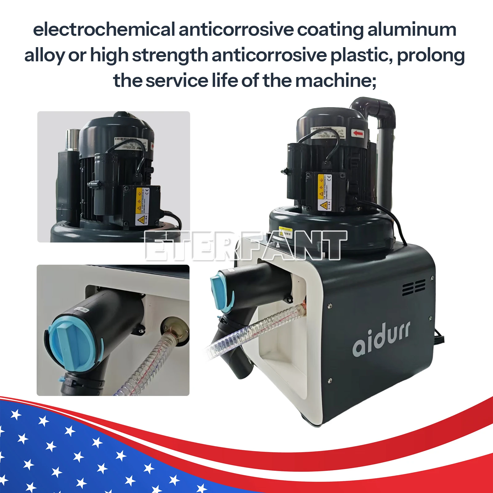 ETERFANT Dental Electric Suction Machine Vacuum Pump System DE103 1300L/min, Variable Frequency Suction Machine, Semi-Dry Type