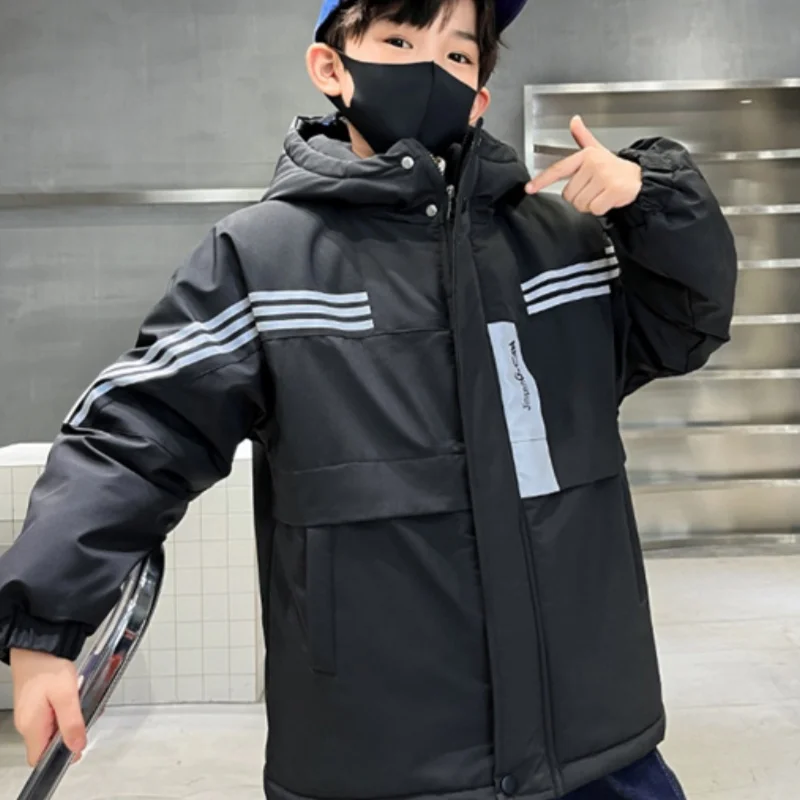 Boys Coat Overcoat Jacket Windbreak Outerwear 2024 Black Winter Autumn Cotton High Quality Christmas Gift Children's Clothing