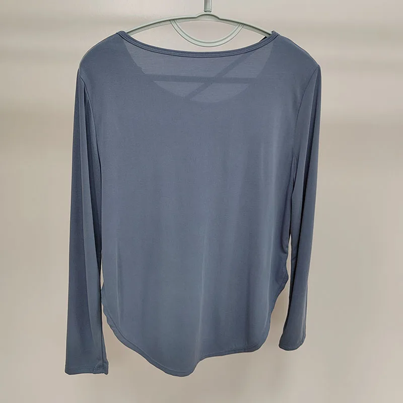 Women's Loose Slanted Shoulder Long Sleeved Yoga Shirt Quick Drying Fitness Sportsrunning T-Shirt Comfortable Yoga Clothing