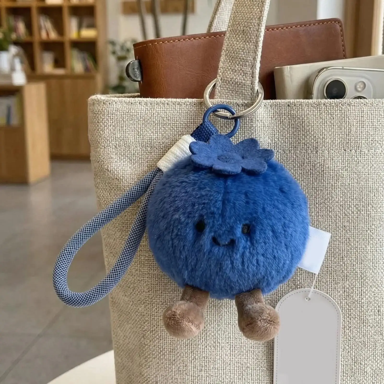 Bag Charm Adorable Plush Blueberry Shape Keychain for Purse for Women Men Kids Boys Girls Teens Adults Wife Girlfriend Indoor