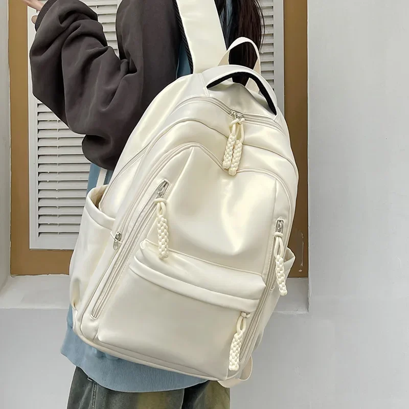 Pearl White Women Backpack Large Capacity Travel Laptop Bag Casual Ladies  Mochila Bagpack Students School Bags Shopping Work