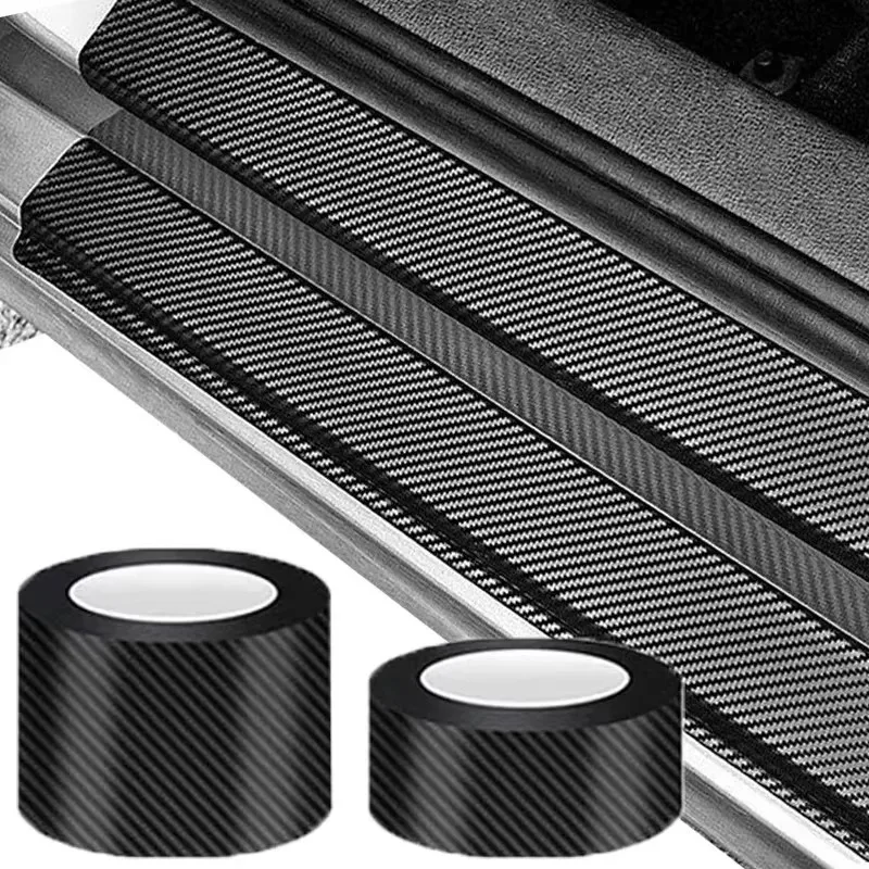 2/4PCS Car 3D Carbon Fiber Stickers Door Sill Anti-Stepping Protector Trunk Bumper Side Mirror Anti Scratch Tape Auto Decals