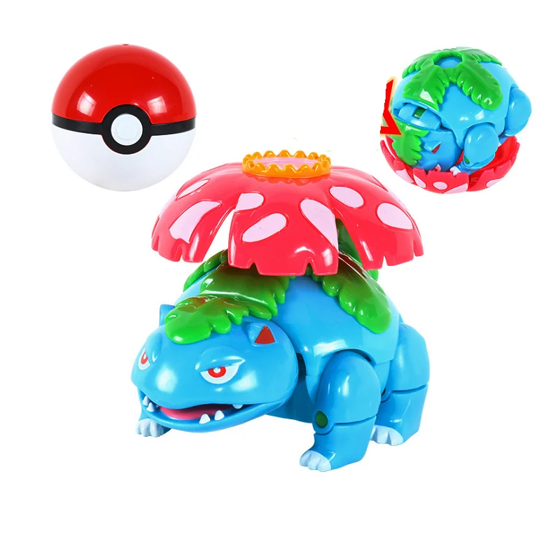 Figure Pokemon Pokeball transform Pikachu Charizard Venusaur Blastoise Mewtwo Gyarados Solgaleo Lunala Eevee poke ball toy gift