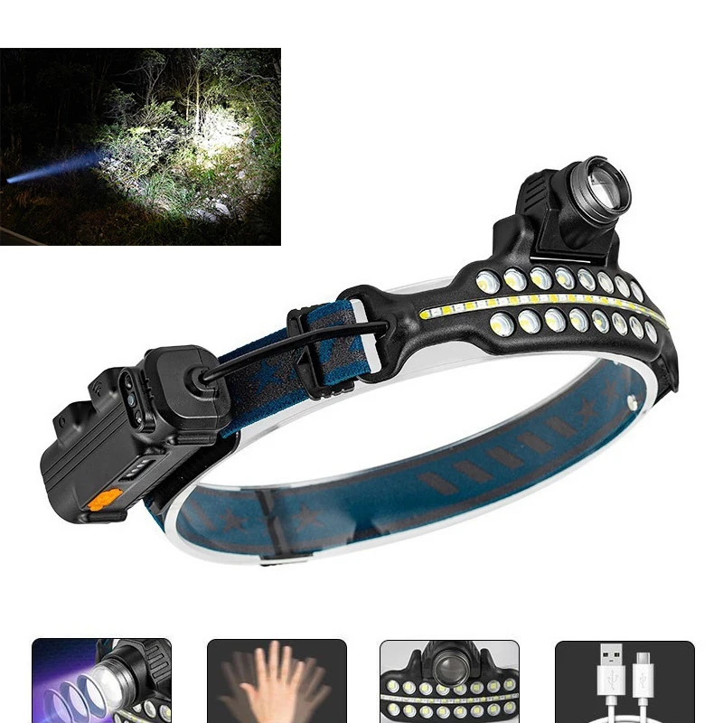 

IR Motion Sensor COB LED Headlamp USB Fast Charging Portable Headlight Outdoor Waterproof Induction Head Lamp Head Flashlight