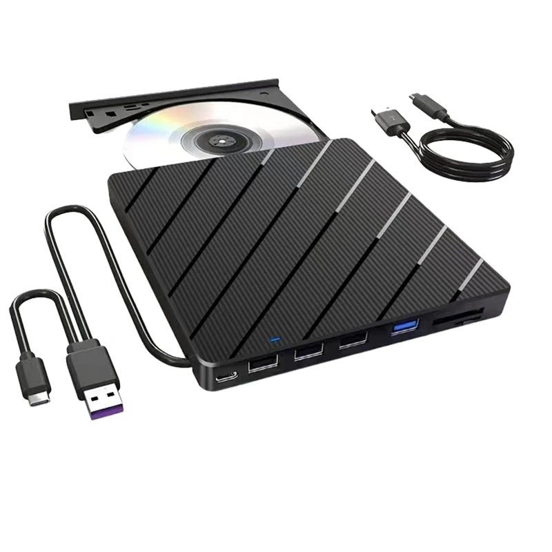 External CD/DVD Drive For Laptop, 7 In 1 USB Ultra-Slim Portable CD/DVD Player Burner, Burner Writer External Disk Drive