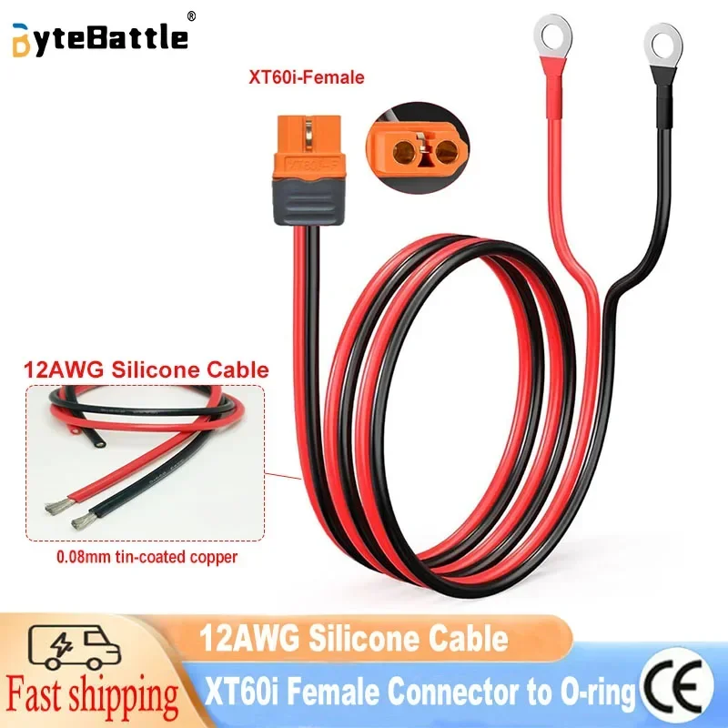 

XT60i Female to O-Ring Terminal Silicone Cable 12AWG 3.4mm² XT60i Female to Solar Connector