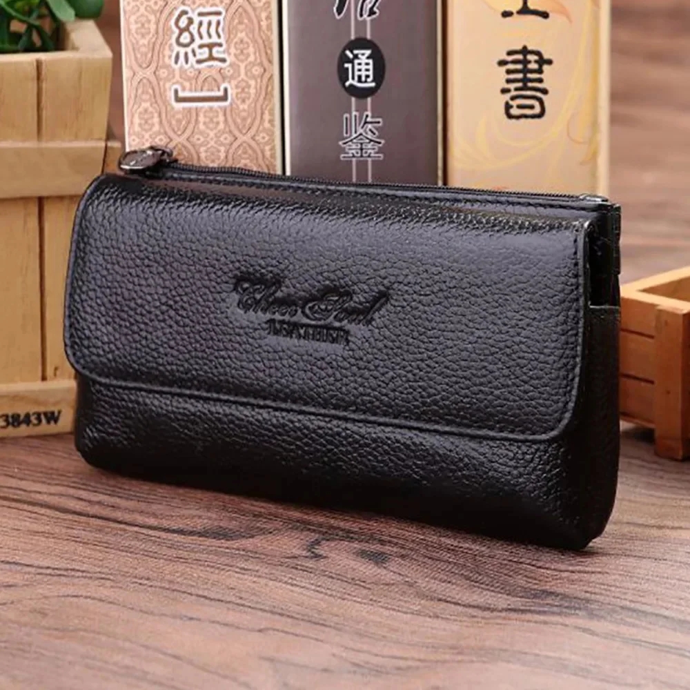 

Men Genuine Leather Mobile Cell Phone Case Skin Belt Bag Loop High Quality Real Cowhide Male Hip Bum Fanny Hook Waist Pack