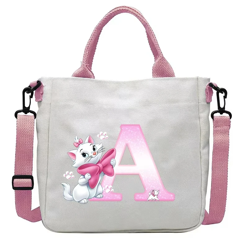 

26 Letter The Aristocats Marie Cat Disney Women Canvas Bags Shoulder Bag Tote Bags Girl Cartoon Tote Bag Handbag Shopping Bags