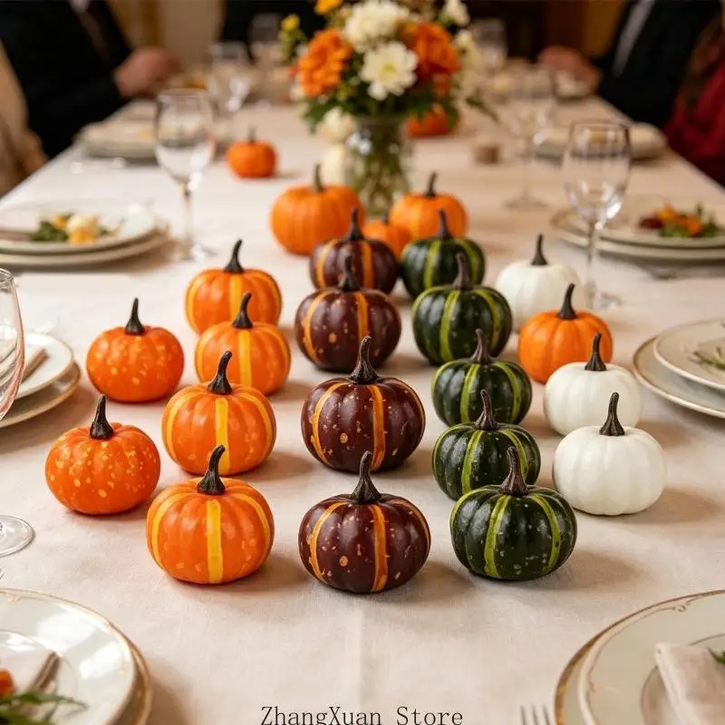 Harvest Home Styling-Set mit künstlichen Kürbissen, gemischter Herbstauswahl und Tannenzapfen für saisonale Präsentation und – Detail 2