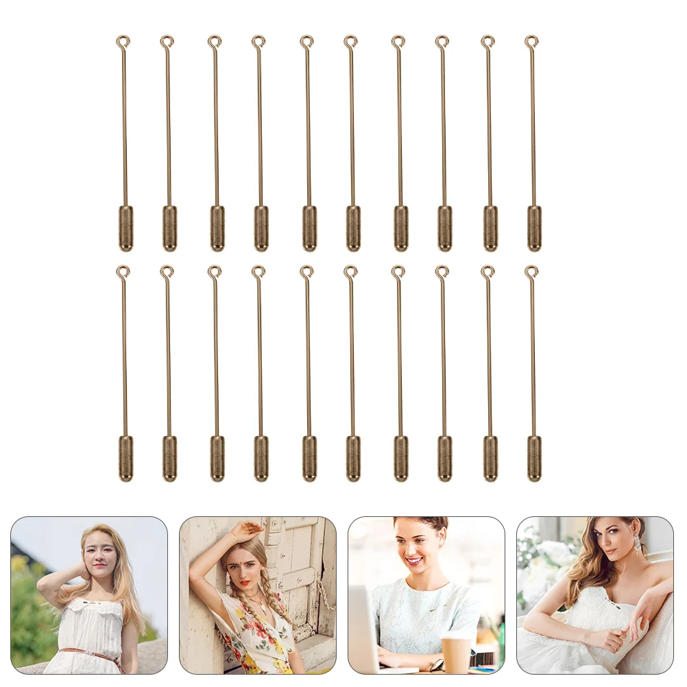 20 Pcs Slot Pin Earring DIY Accessories Hat Pins Clothing Jewelry Stick Safety Long Needle