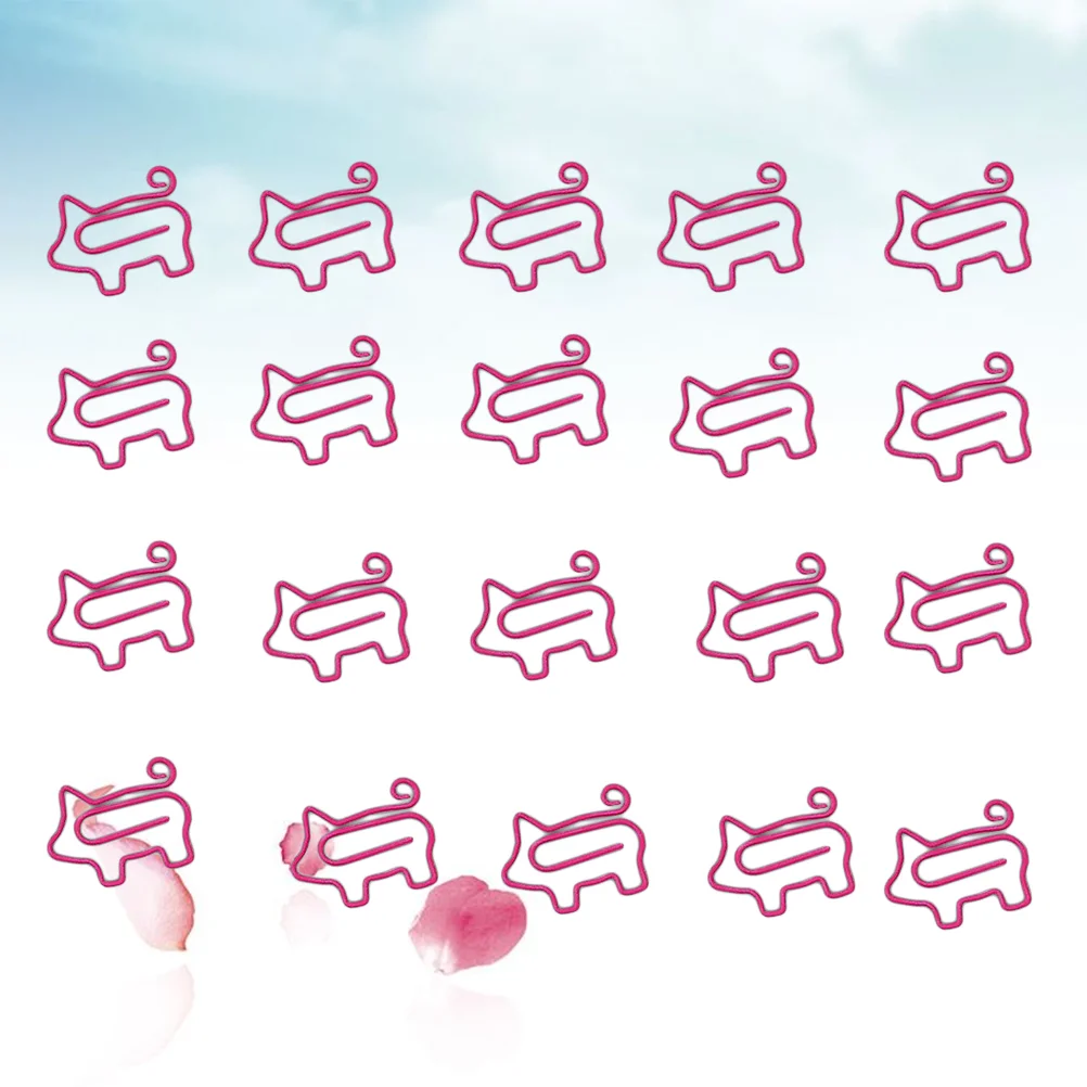 20 Pcs Paper Clips and Binder Highlighters Cartoon Outdoor Novelty Office Supplies Piggy