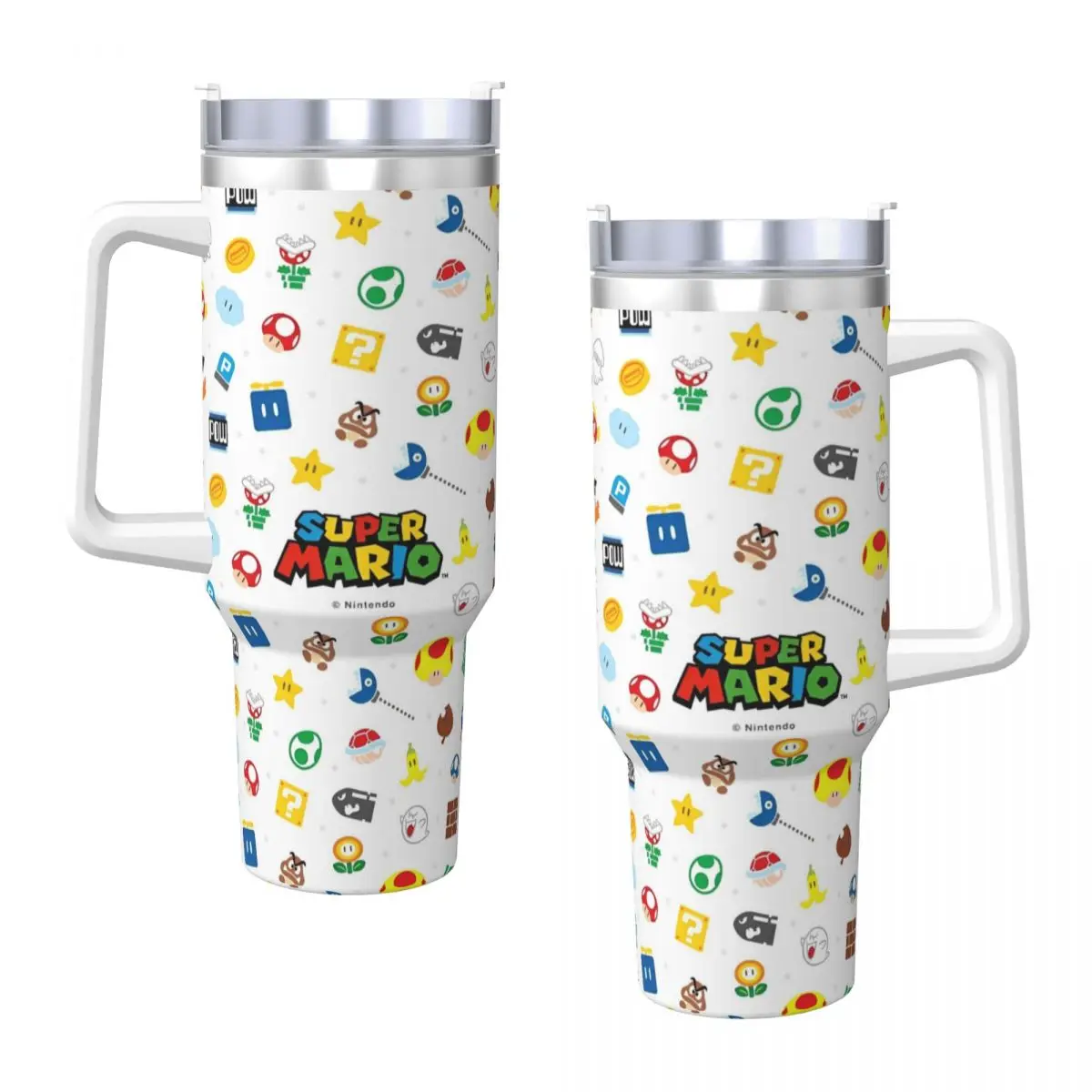 Super-Marios Stainless Steel Tumbler Beach Coffee Mug With Straws and Lid Large Car Mugs Hot Drinks Water Bottle