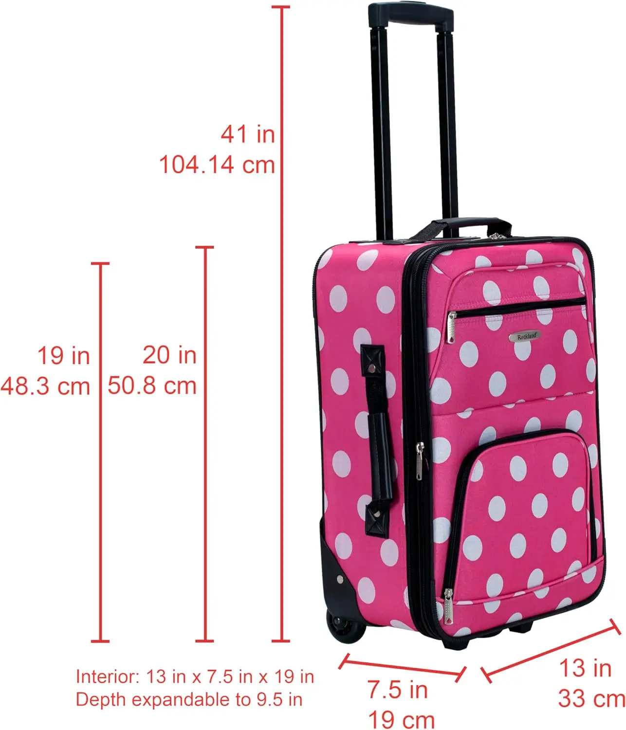 Set Koper Expandable Pink Dots, 2-Piece dengan Roda Inline dan Pegangan Teleskopik