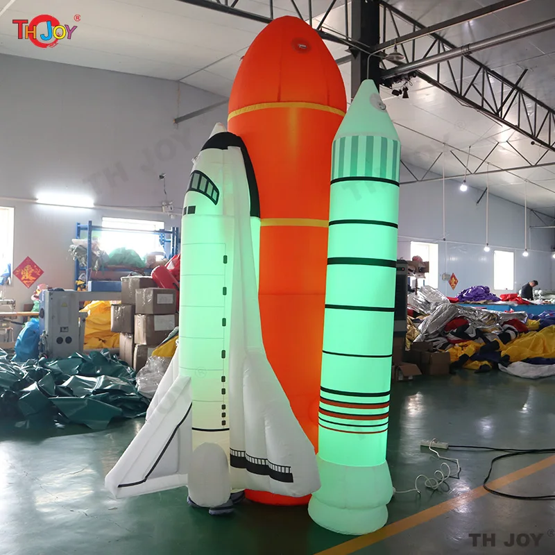 Fast Air Shipping 8m 26ft Giant Inflatable Rocket Inflatable Rocket Launcher Inflatable Rocket Spaceship Model With Led Light