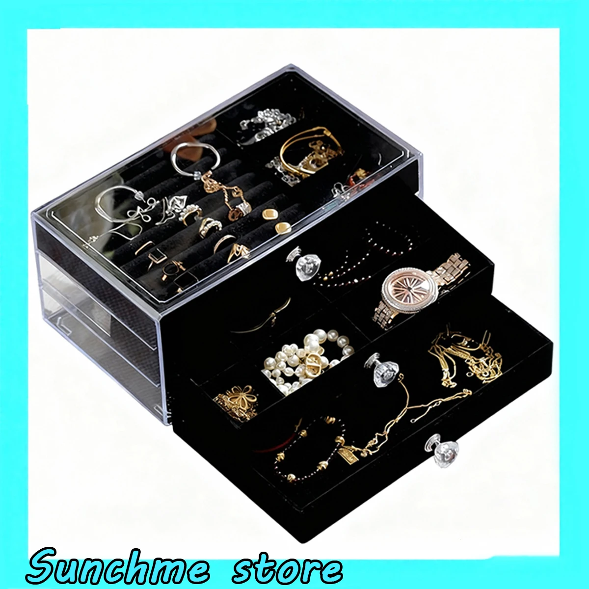 

Трехъярусный органайзер для украшений, большой вместительный ящик для хранения и демонстрации серег, колец, ожерелий, браслетов, подарочный футляр для женщин
