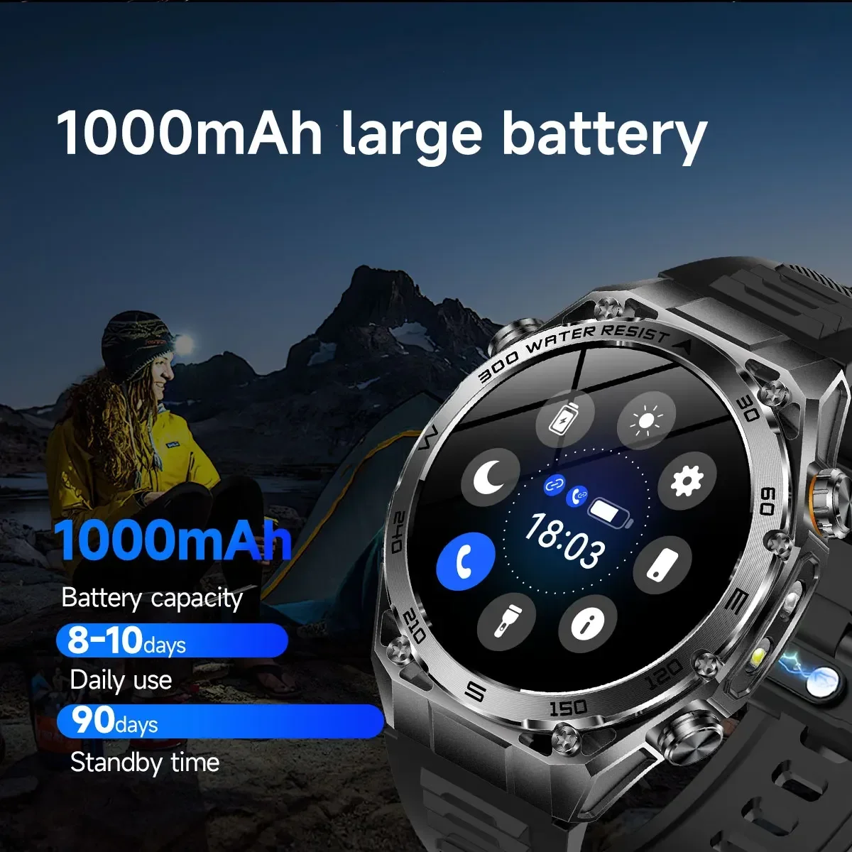 2026 Neue VWAR Ultimate Rugged Smartwatch IP68 Wasserdicht 1000 mAh Akku 24-Stunden-Gesundheitsüberwachung 100+ Sportmodi Smartwatches – Detail 11