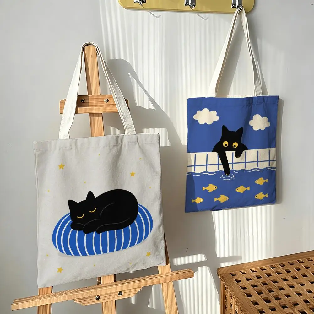 The Daily Life of a Cute Kitten Storage Bags Canvas bags are suitable for going to class, shopping, gifts, and commuting