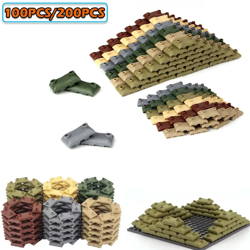 

Military Base Sandbag Combat MOC Building Blocks Assembly War Scene Equipment Base Elevated Collectible Toys Small Bricks Parts