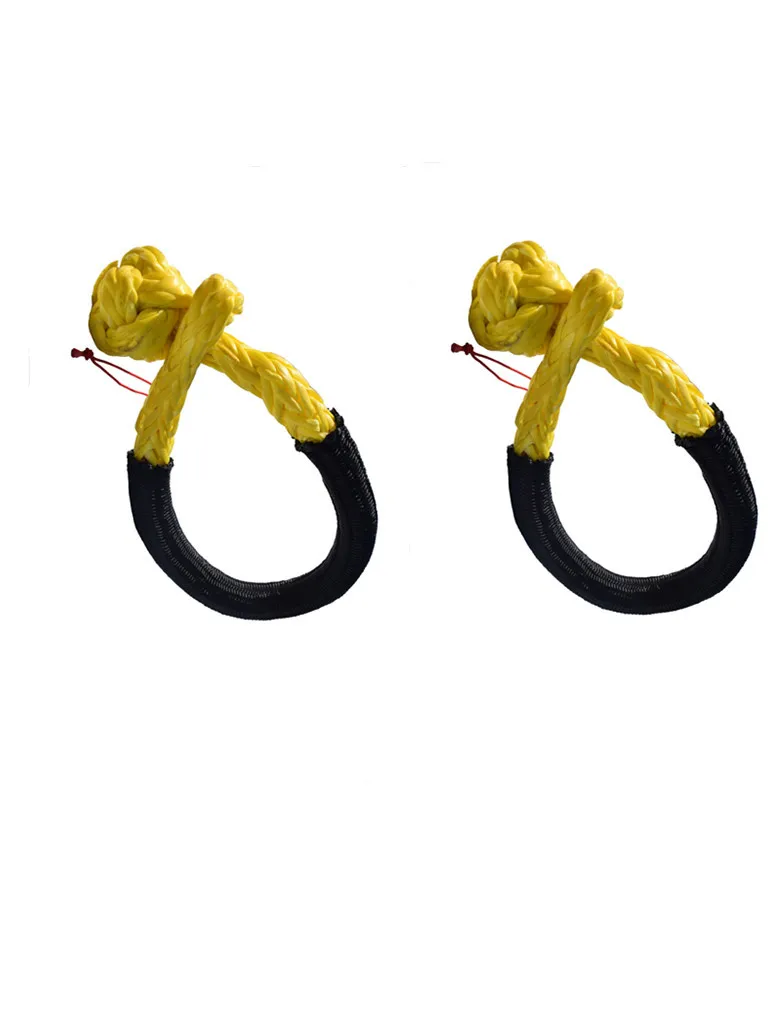 2Pcs of Yellow 5mm*80mm ATV Soft Shackle,Synthetic Rope Shackles For Towing Yacht Straps