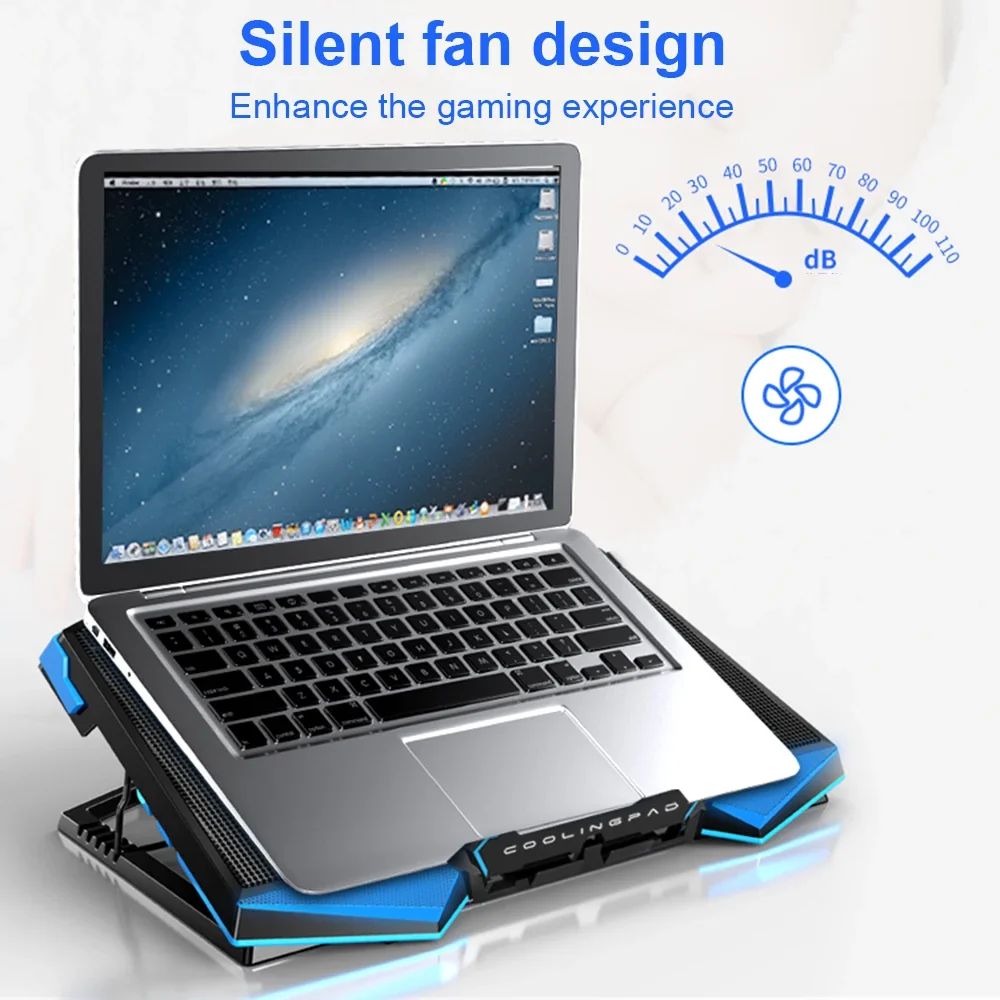 Laptop Cooler CPU Cooler For Macbook Xiaomi HP PC Gamer Portable Laptop Cooling Pad With Five Fans Cooler Gaming Laptop Stand