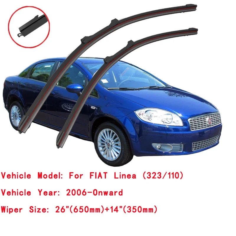For FIAT Linea Saloon 323 110 2006 2007 2010 2012 2013 2015 2017 2018 2019 Double Rubber Car Windshield Wiper Blades Winter