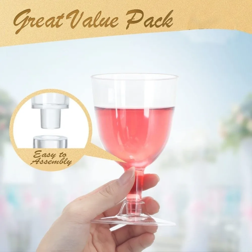 

25pcs Transparent Disposable Wine Glasses 6 Oz Unbreakable Plastic Margarita Glasses Portable Drinking Cup Champagne Goblet