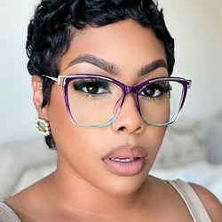 Women Eyeglasses Optical Blue Light Blocking Square Glasses Frame Brand Designer Cat Eye Transparent Ladies Fashion Eyewear 2024