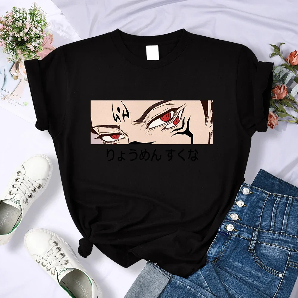 Jujutsu Kaisen Anime Ryomen Sukuna Women Tshirts Street Breathable Short Sleeve Personality Cool Tee Shirt Casual Summer T-Shirt