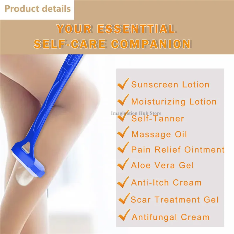 Folding Long Handle Back Lotion Applicator,Roller Type Sunscreen Cream Spreader,Multifunctional Body Skin Oil Coating Tool view 5