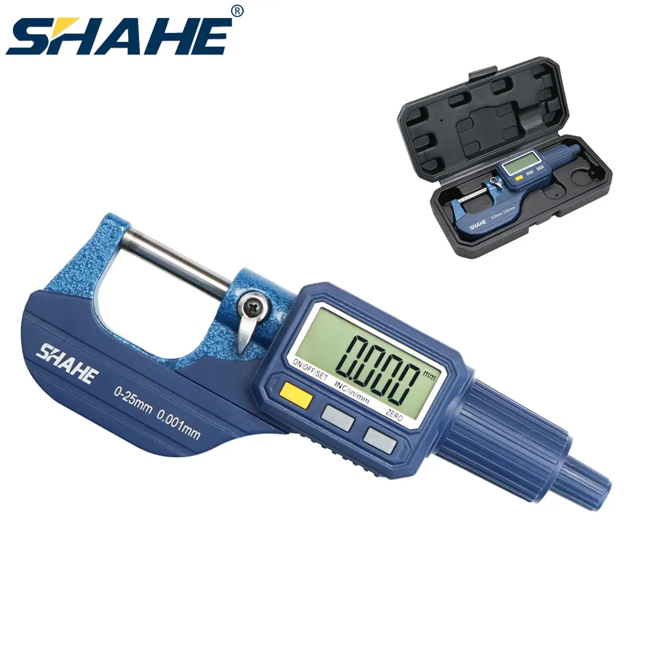 0-25mm Digital External Micrometer Large Clear LCD Display Carbide Anvil Absolute Relative Measurement Inch Metric Micrometer